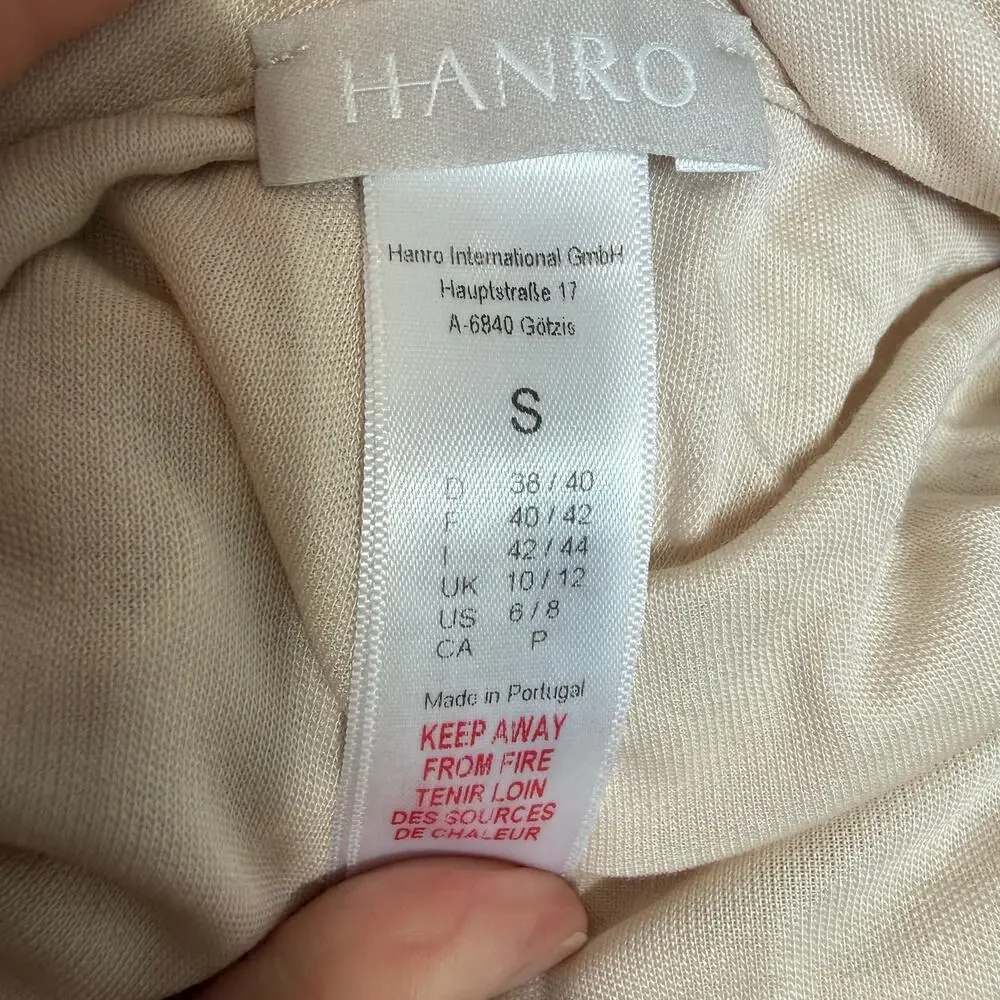 Hanro Natural Comfort  TENCEL Button Front Sleep Shirt Gown Almond Small